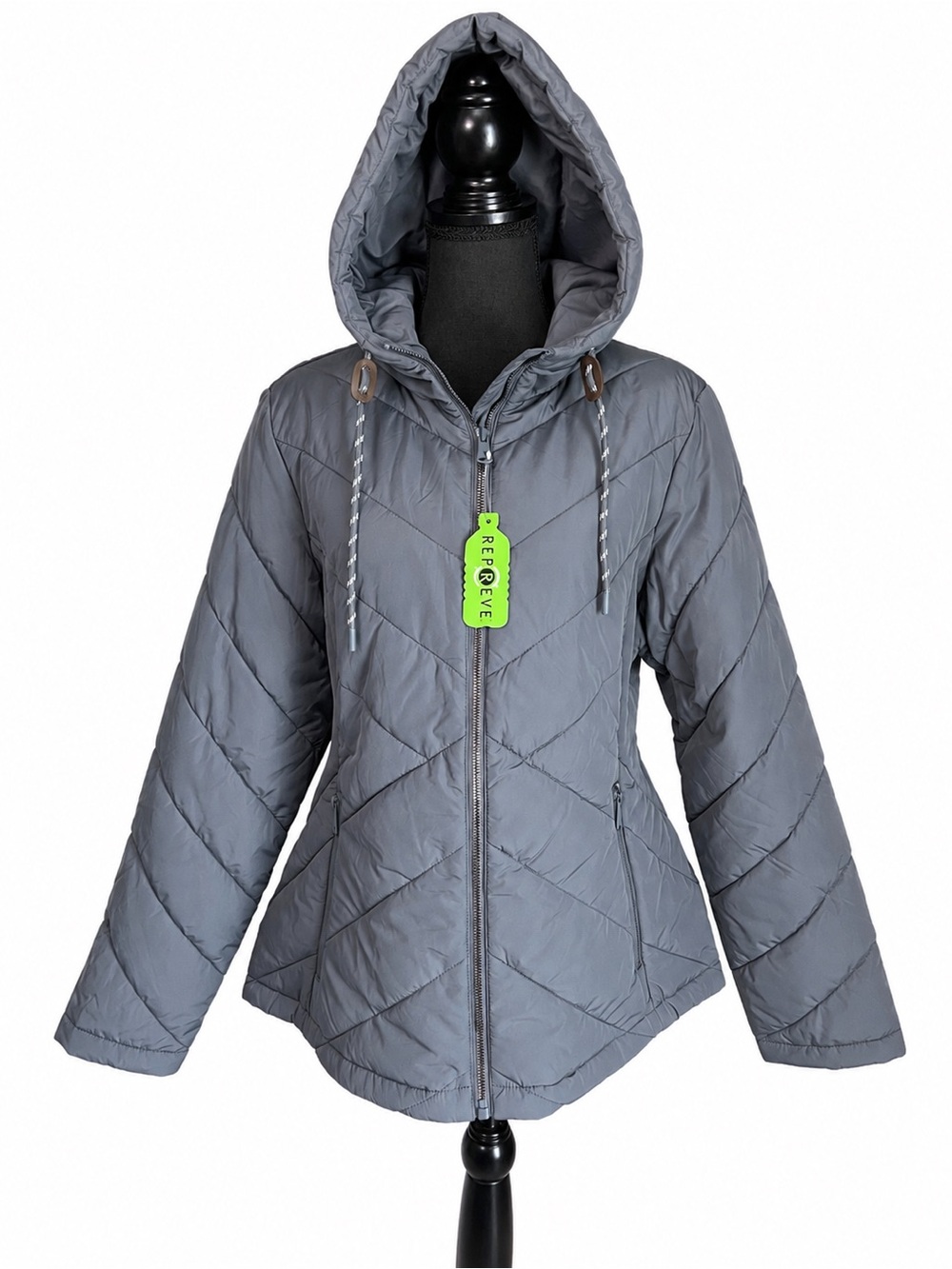 Free Country Quilted Hooded Puffer Hybrid Jacket Women’s Large Sporty Athleisure